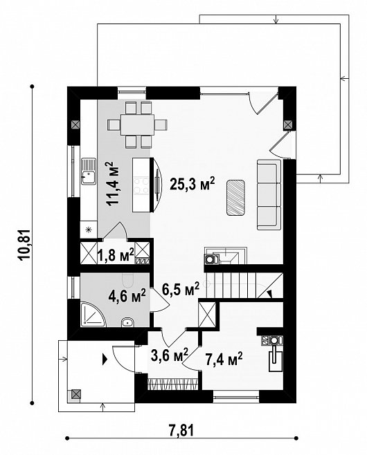Первый этаж - план проекта Z295