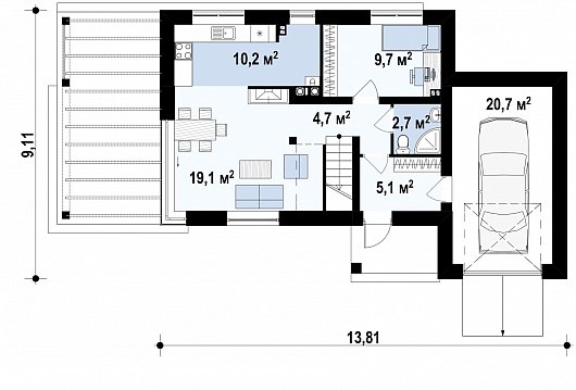 Первый этаж - план проекта Zx63