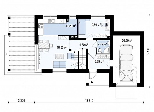 Первый этаж - план проекта Zx63