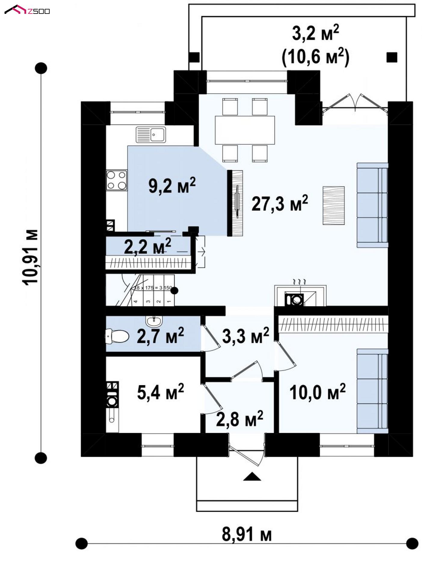 1-ый этаж - план проекта Z99