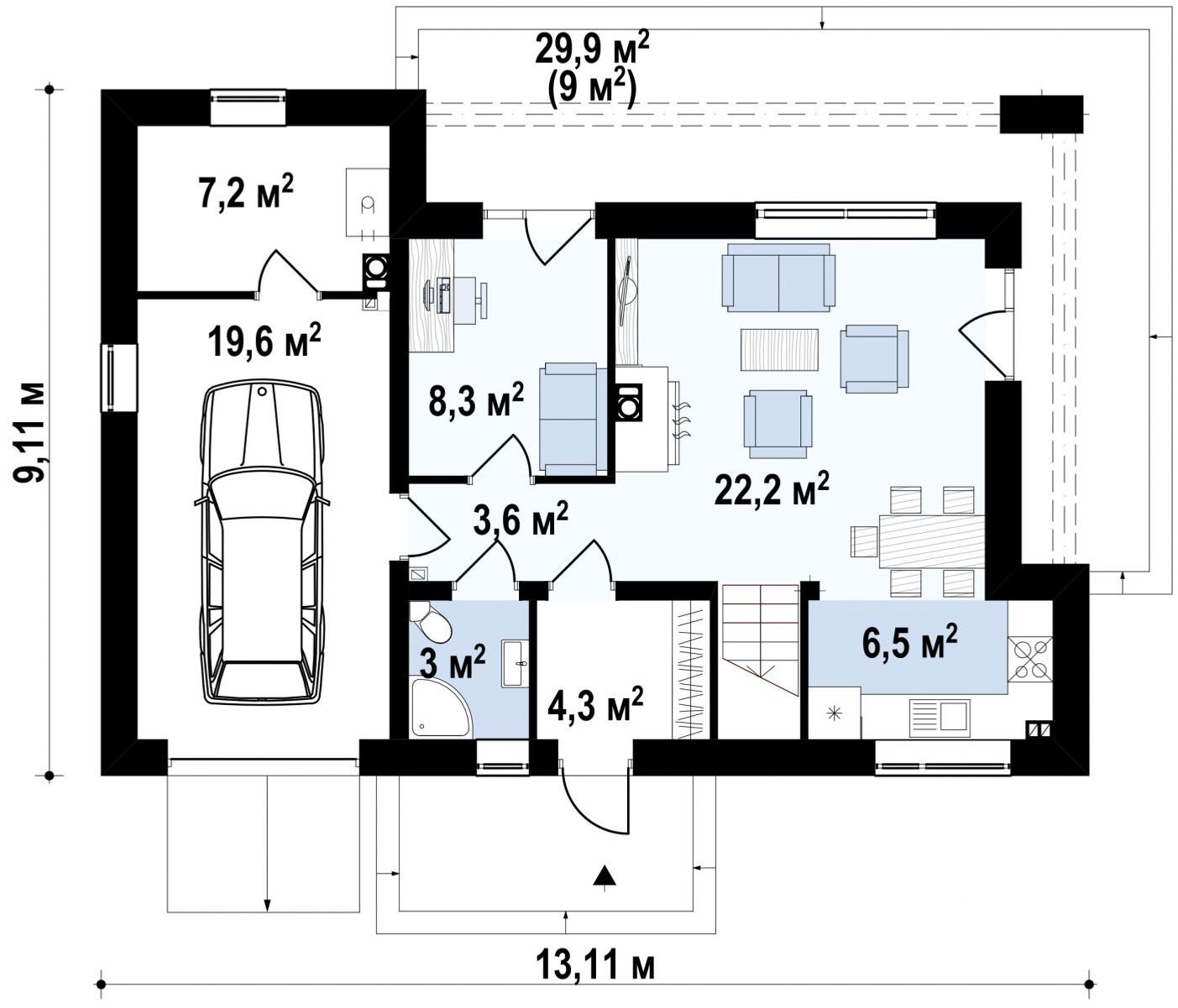 1-ый этаж - план проекта Z222