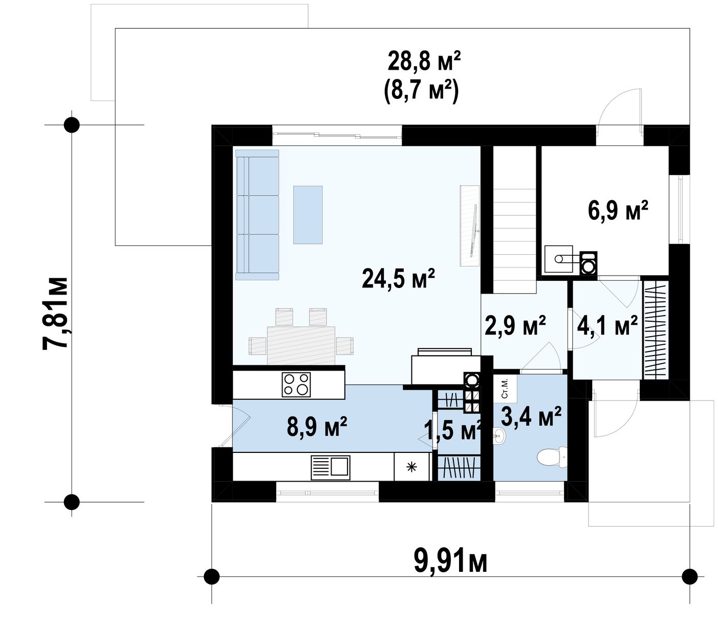 1-ый этаж - план проекта Z229