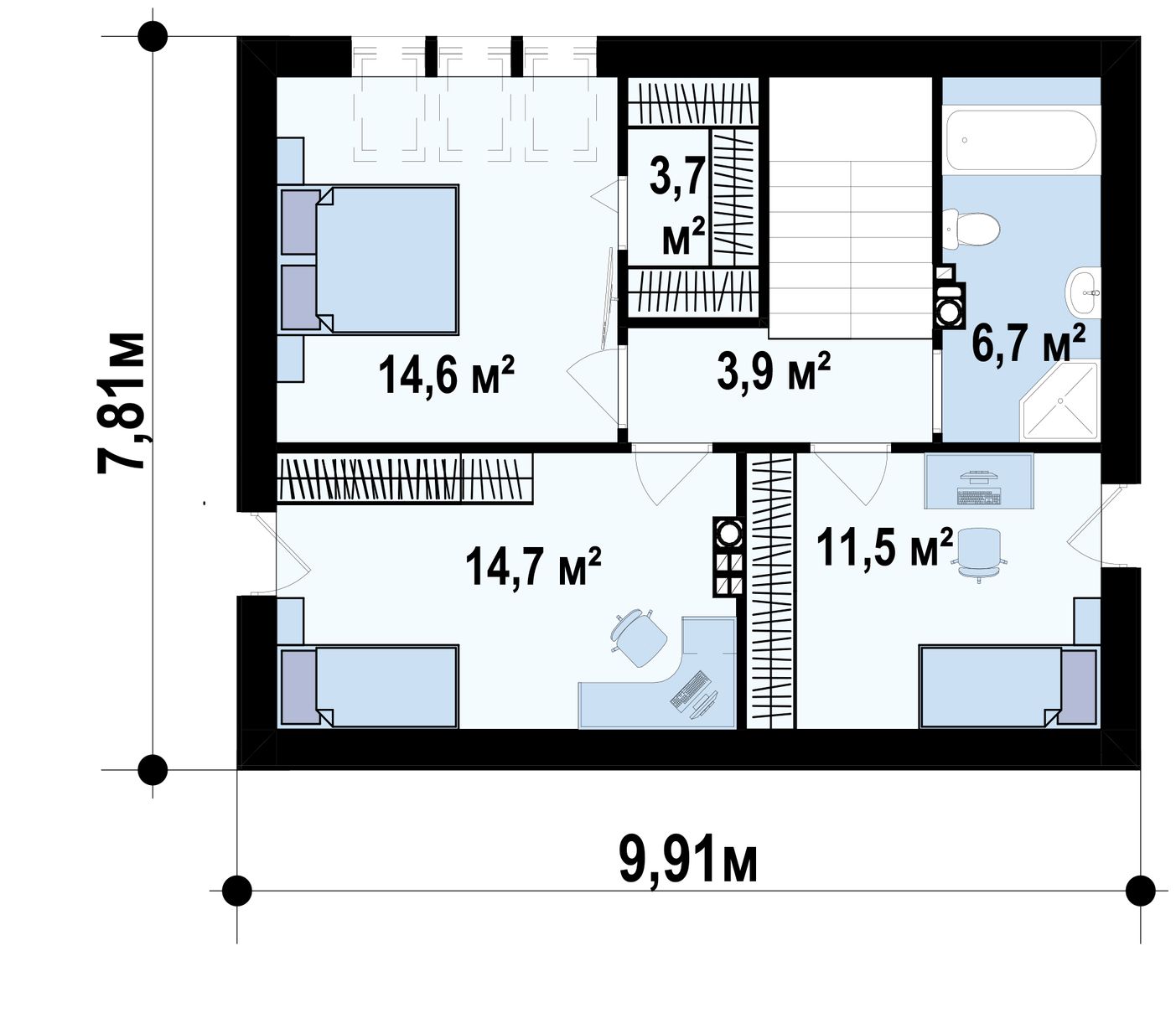 2-ой этаж - план проекта Z229