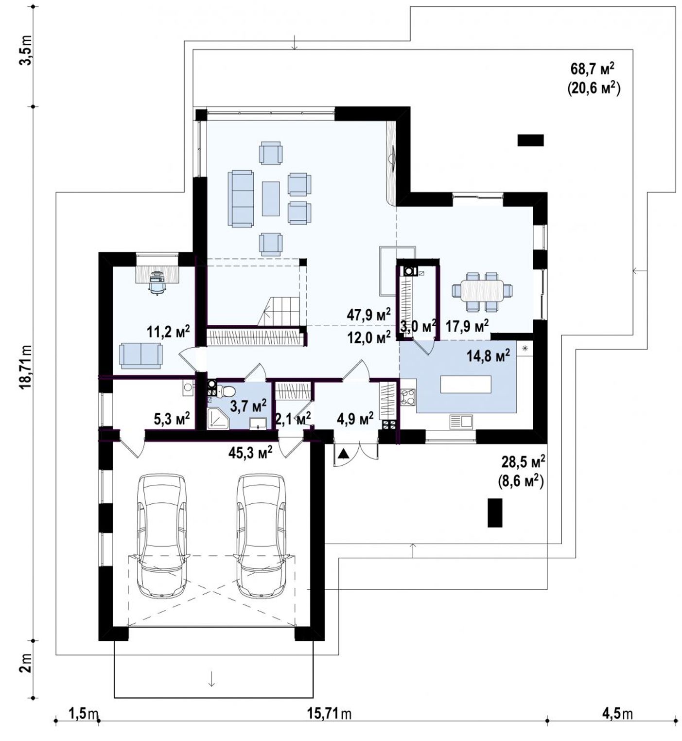 1-ый этаж - план проекта Zx108