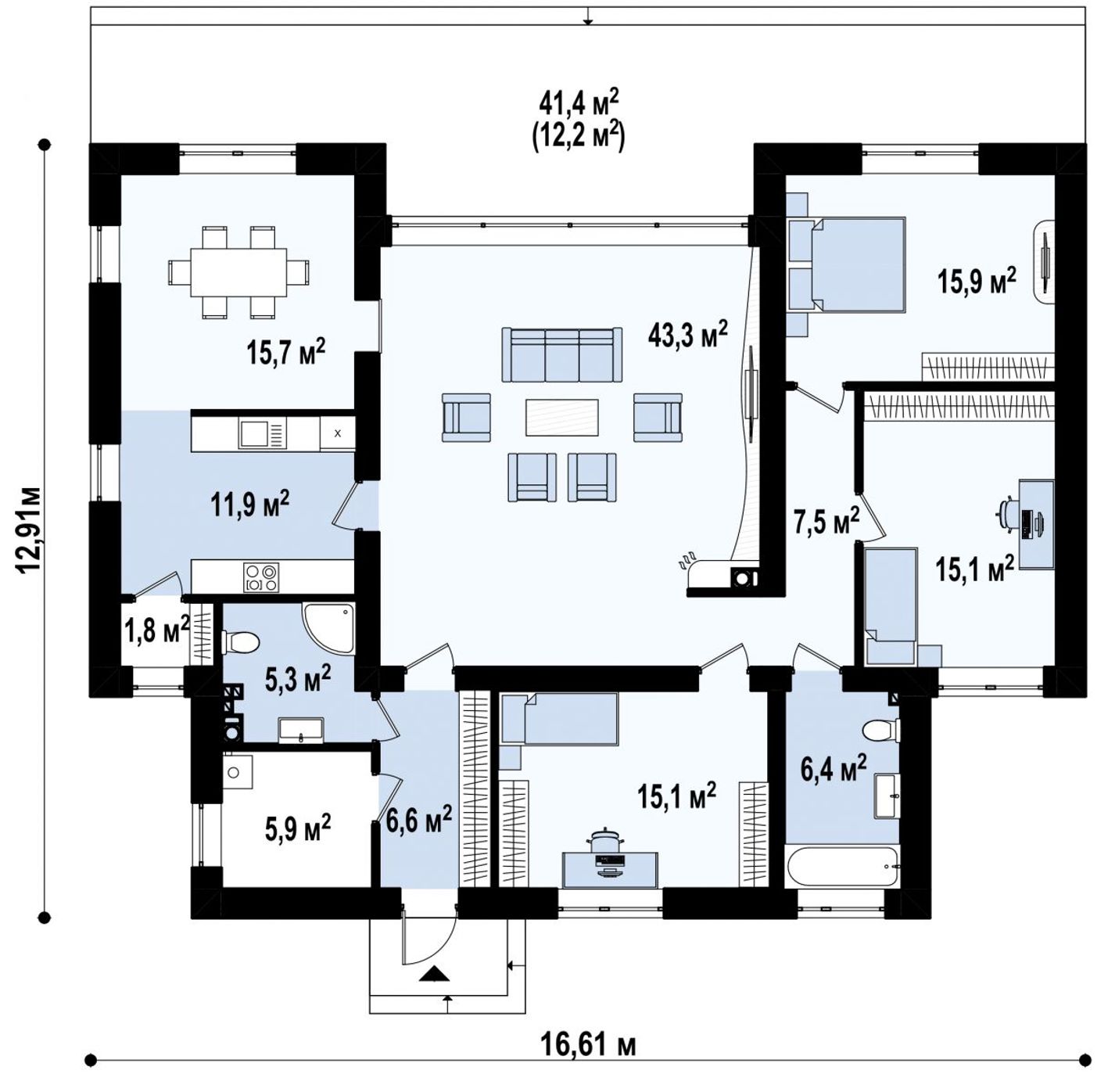 1-ый этаж - план проекта Zx111
