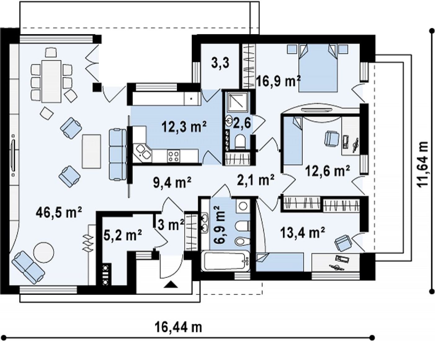 1-ый этаж - план проекта Zx34