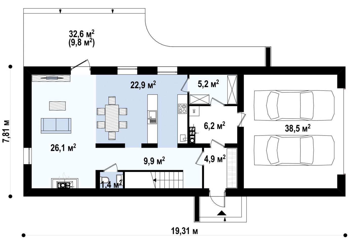 1-ый этаж - план проекта Zx40