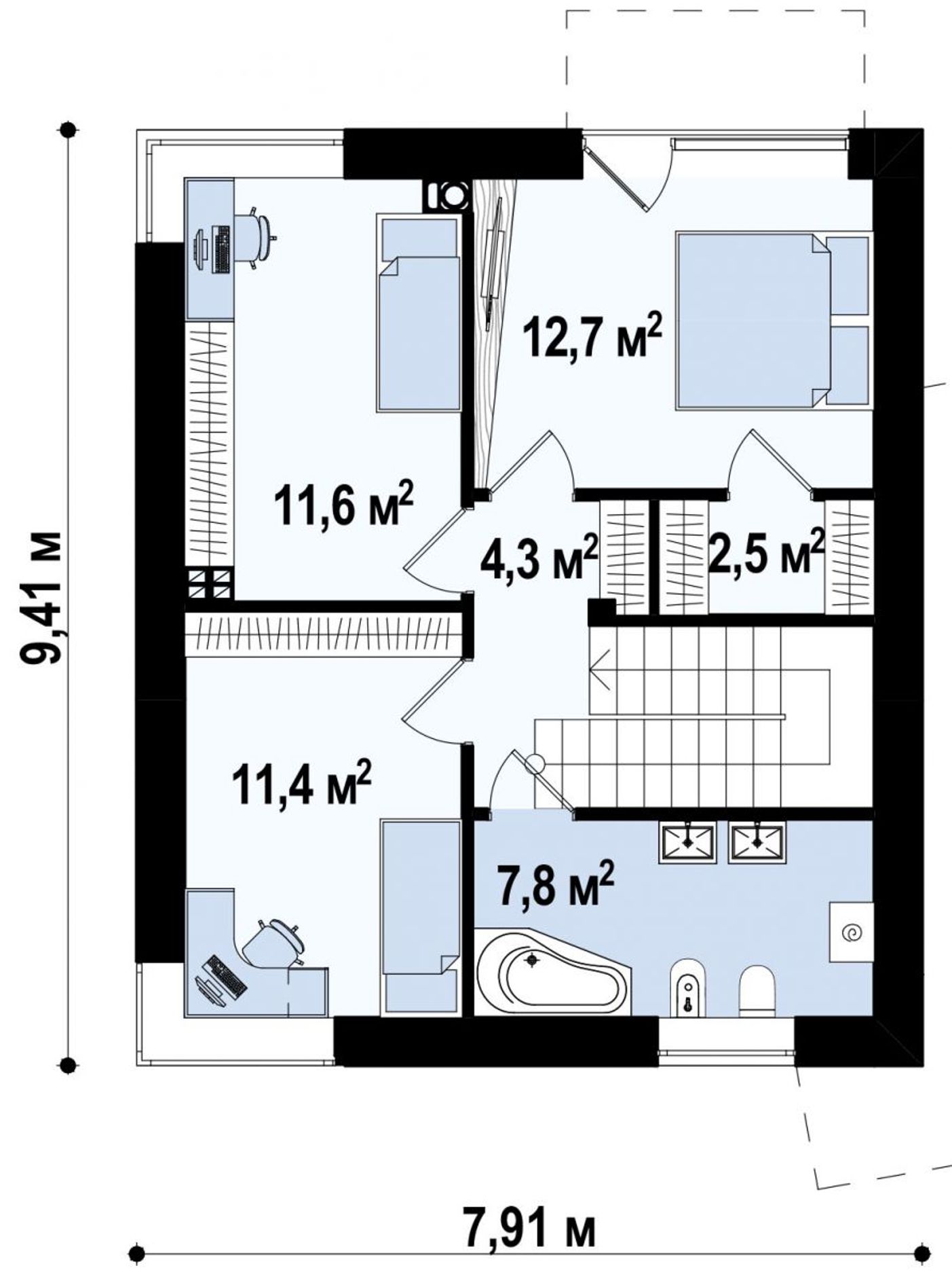 2-ой этаж - план проекта Zx51