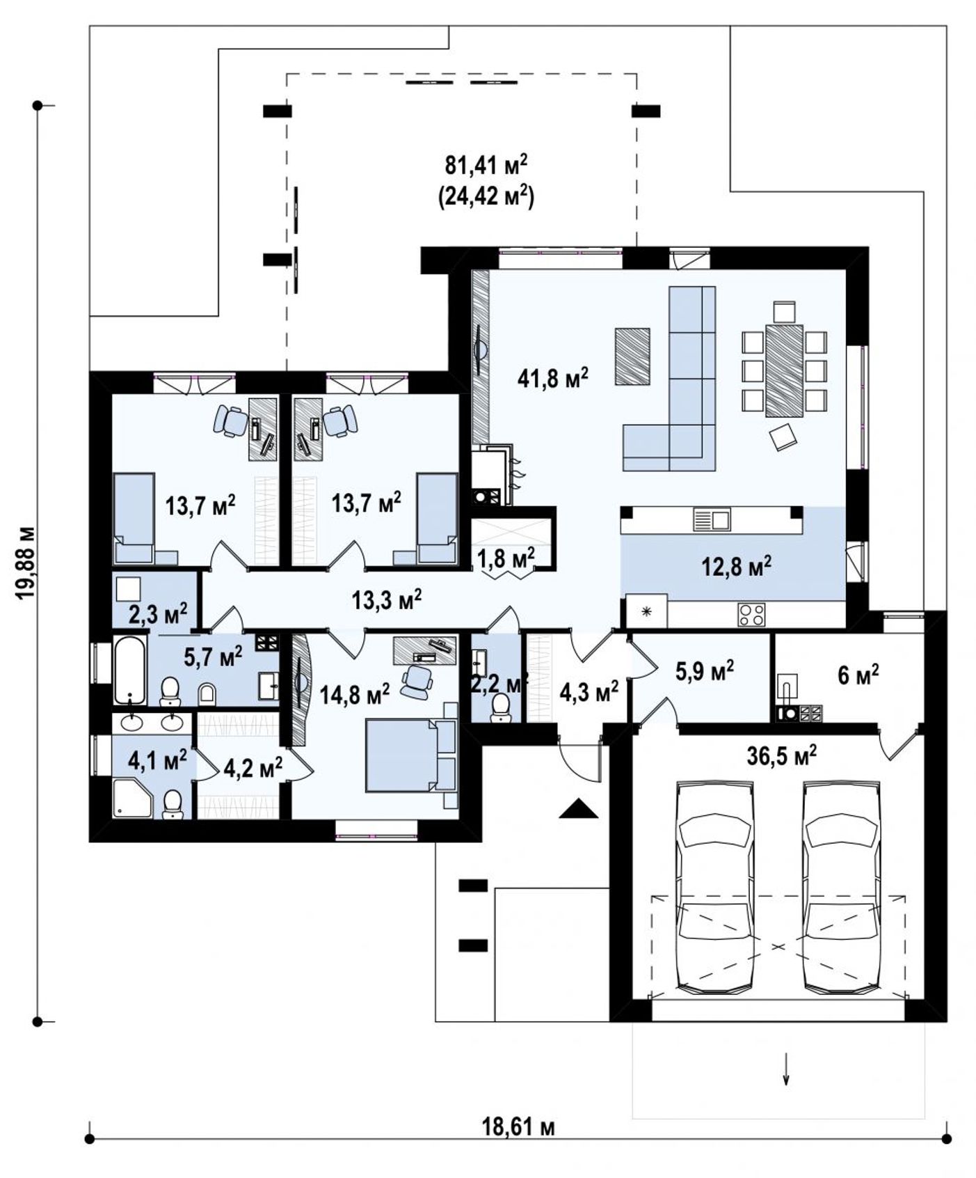 1-ый этаж - план проекта Zx78